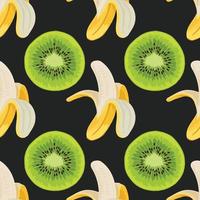 diseño de patrones sin fisuras de kiwi verde y plátano vector