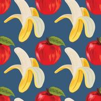 hand draw banana and apple seamless pattern art design vector