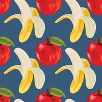 hand draw banana and apple seamless pattern art design vector