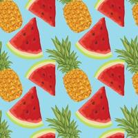 hand draw watermelon and pineapple seamless cute design vector