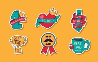 Set of Colorful Hand Drawn Father's Day Sticker