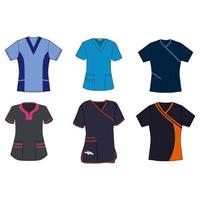 A collection of scrubs uniforms for nurses and doctors vector