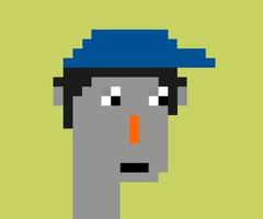 NFT, non fungible tokens crypto art, NFT blockchain, Pixel art character on background vector