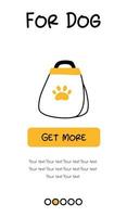 Screenshots of the pet store and mobile application. Menu banner vector template for website and app development. Pet shop templates for store. Templates for dogs.