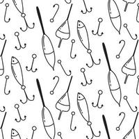 Pattern with fishing tackle.  pattern with floats and hooks. Doodle style. Vector illustration.