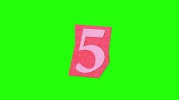 Number 5 - Ransom Note Animation paper cut on green screen video