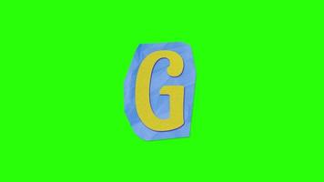 Alphabet G - Ransom Note Animation paper cut on green screen video