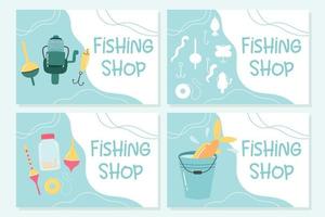 fishing store. Flyer set for fishing shop. vector illustration.