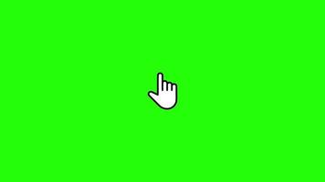 aanwijzer hand cursor klikken. technologie en internet pictogrammen animatie op groen schermachtergrond. muisklik symbool met vonk op groen scherm video