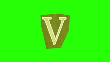 alfabeto v - papel de animação de nota de resgate cortado na tela verde alfabeto v - papel de animação de nota de resgate cortado na tela verde video