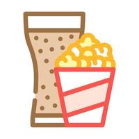 popcorn snack and drink glass color icon vector illustration