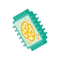 brain microchip artificial intelligence isometric icon vector illustration