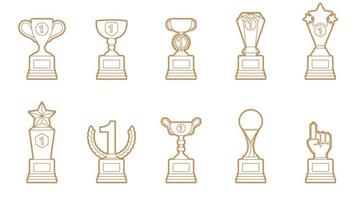 Trophy Cup Outline set. vector