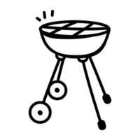 A bbq grill doodle icon design vector