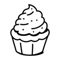 Trendy doodle icon of a cupcake vector