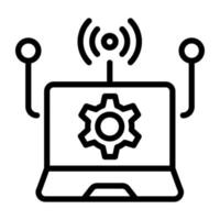 Trendy linear icon of wifi setting vector