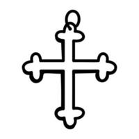 A Christian cross doodle icon vector