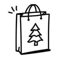 A line icon of a christmas shopping bag vector