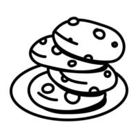 un plato de galletas icono de garabato vector