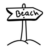 An icon of beach sign board doodle design vector