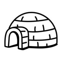 icono de línea de moda de un iglú vector