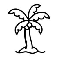 un icono dibujado a mano de una palmera vector