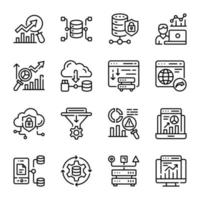 Set of Data Management Line Icons vector