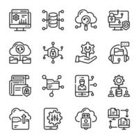 Set of Cloud Storage Line Icons vector