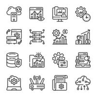 Data Analysis and Management Line Icons vector