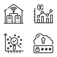 Collection of Data Protection Line Icons vector