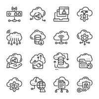 Collection of Data Network Line Icons vector