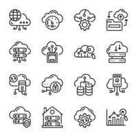 iconos de línea de análisis de datos grandes vector