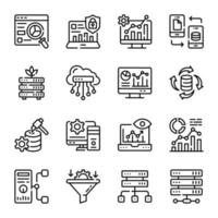 Set of Big Data Analytics Line Icons vector