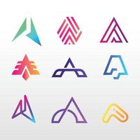 colorful A letter logo set vector Template design. Creative logotype A icon minimalist monogram