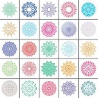 Set of flower mandalas for coloring book elements design ornament theme Unique floral print design Pack of 25. vector