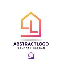 L letter Modern logo Icon simple monogram with house symbol real estate. vector