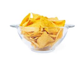 Nachos with cheese. Corn chips isolated on white background photo