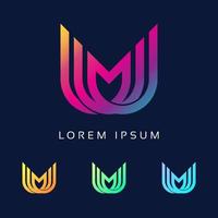 Unique stylish connected Colorful MU M U initial based icon logo vector