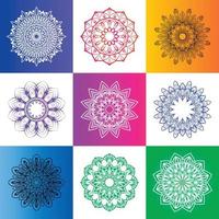 Mandala Set Colorful Floral design illustration vector elements decoration patterns.