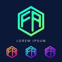 Letter FA logo of Polygon Shape. Unique and modern FA Alphabet Icon Monogram. vector