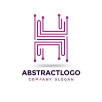 circle logotype H Letter Technology logo design, abstract H dot icon monogram template. vector