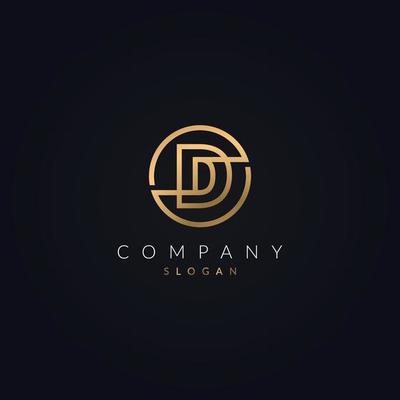 D Letter Unique Circle Logo Icon, Golden Color D Alphabet Creative Monogram Element Design with Round Shape.