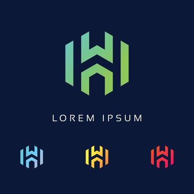 Letter H logo design template elements, initial H Font Icon inside Polygon shape, H Alphabet Monogram