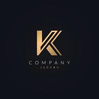 diseño minimalista moderno y creativo del icono del logotipo de la letra k. casa, desarrollo inmobiliario, construcción y empresa constructora k plantilla de logotipo con color dorado. vector