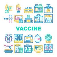 conjunto de iconos de colección de producción de vacunas vector plano