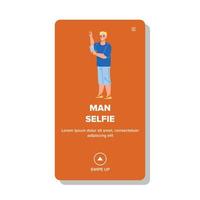 Man Make Selfie On Mobile Phone Camera Vector