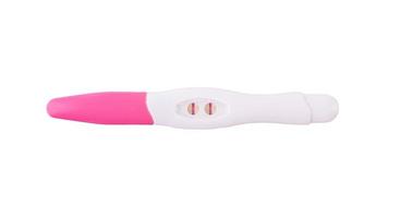 Positive pregnancy test isolated on white background photo