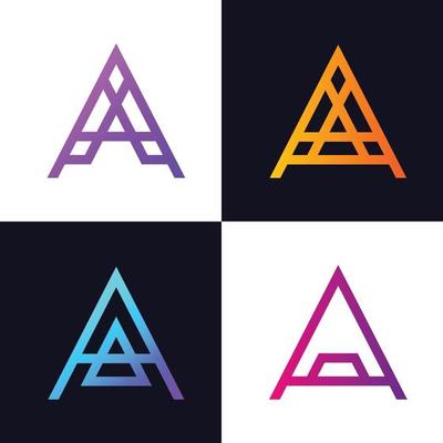 Creative design vector A letters set logo. Typeface colorful set of A letters icon logotype element.