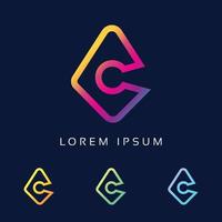 Unique stylish connected Colorful C Letter initial based icon logo