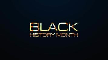 Black History Month text word gold light animation video